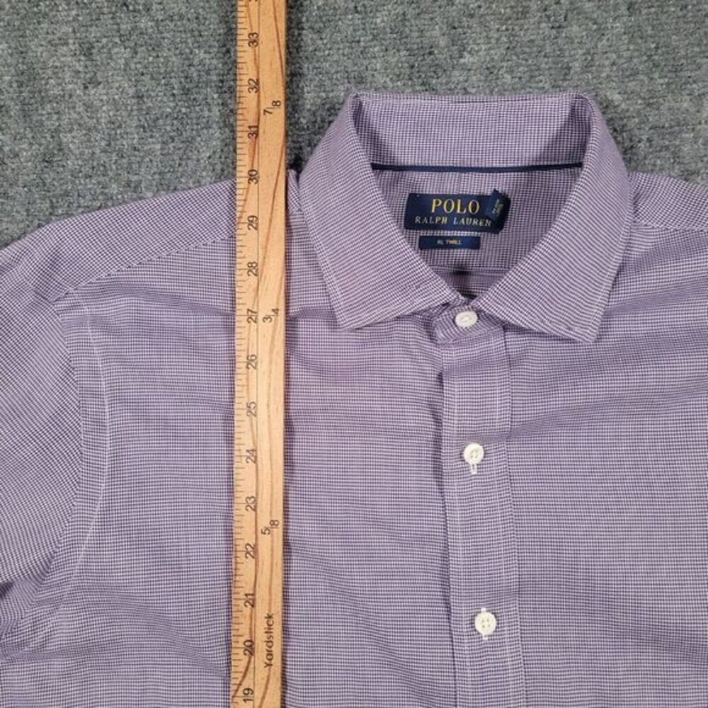 Ralph Lauren RL Twill Shirt Mens Large Micro‎ Gingham Check Button Down Purple - Picture 9 of 10